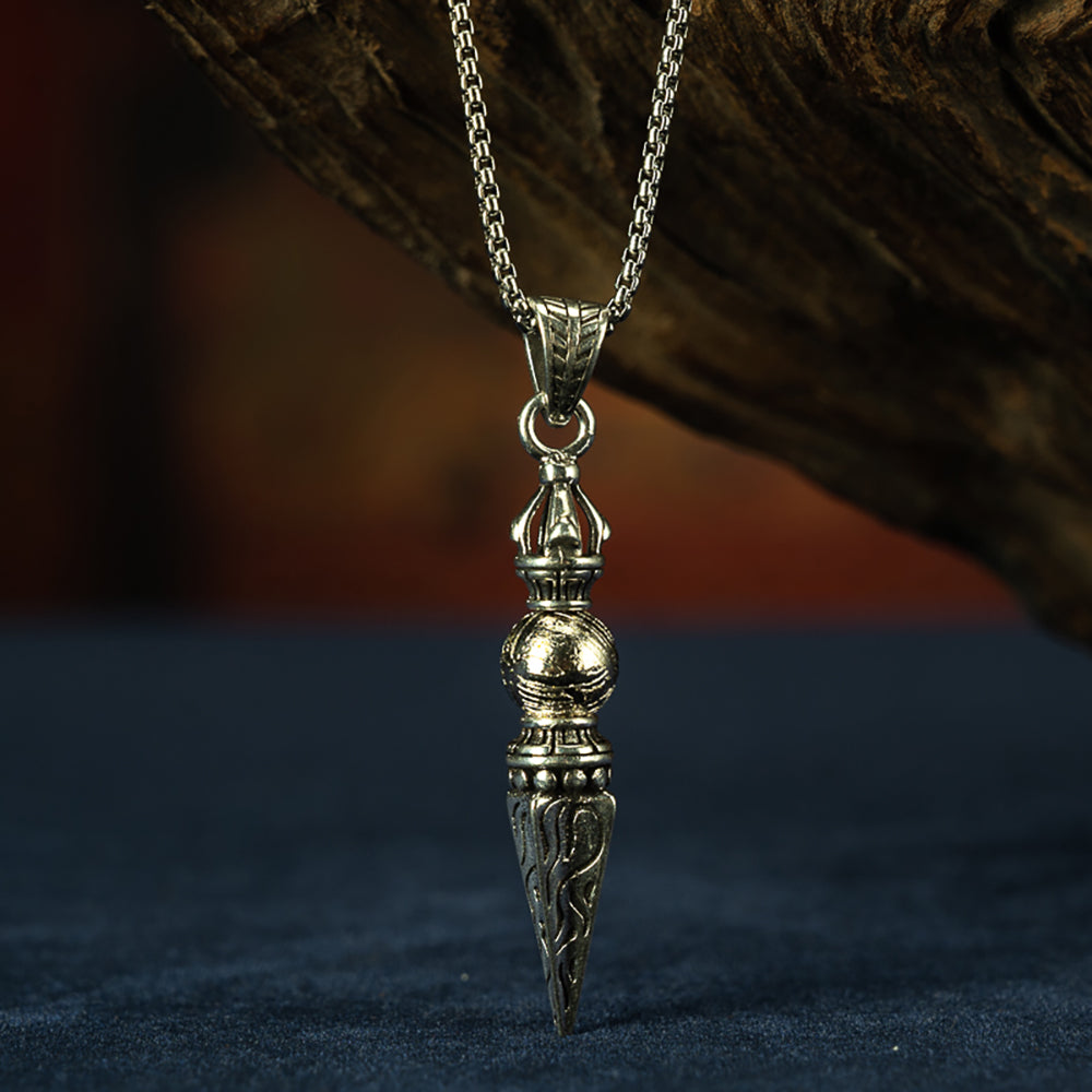 Vajra Phurba Pendant with Meteorite Core - Spiritual Protector