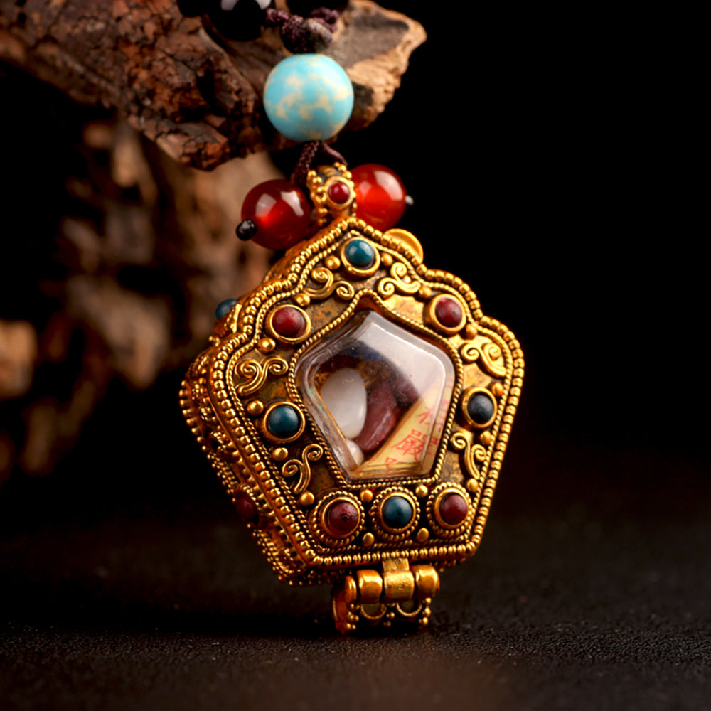 Divine Guardian Pendant – Alloy with Seven Gemstones