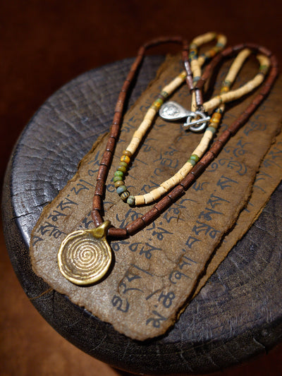 Ancestral Serenity Aged Pottery Talisman Necklace
