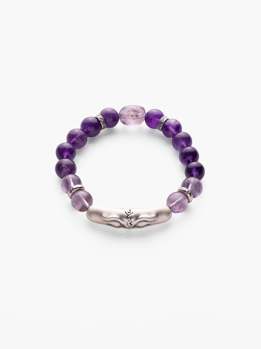Amethyst Serenity Bracelet with Tibetan Silver Charm