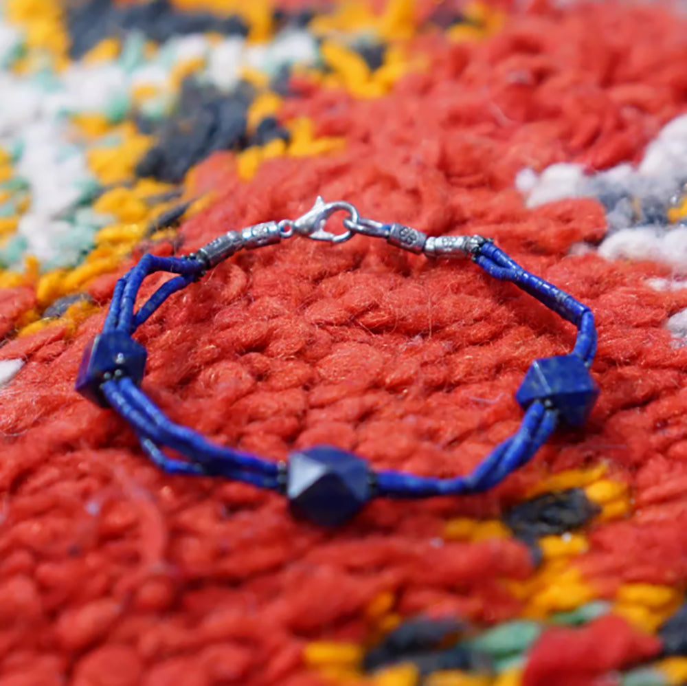 Tranquil Lapis Silver Bracelet Handcrafted for Peace and Balance