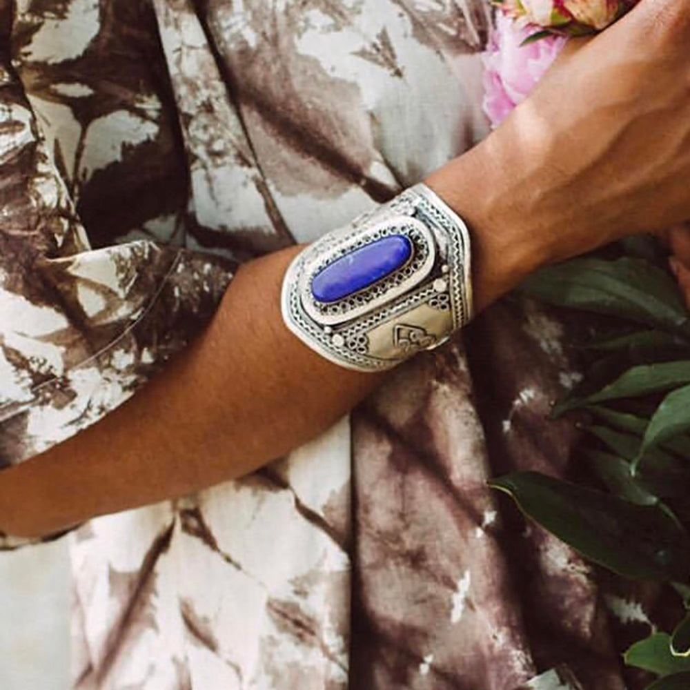 Tranquil Lapis Silver Bracelet Handcrafted for Peace and Balance