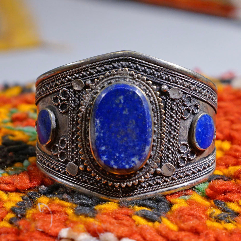 Tranquil Lapis Silver Bracelet Handcrafted for Peace and Balance