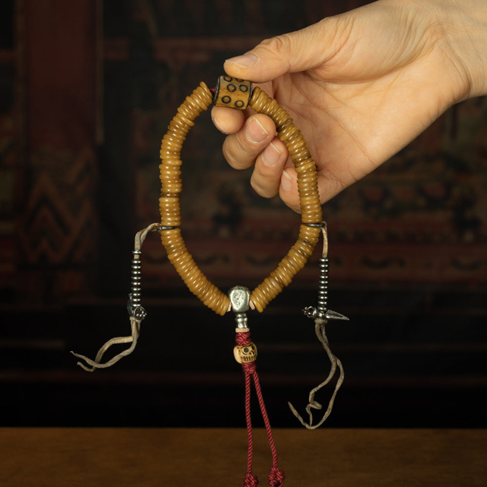 Qing Dynasty Antique Jade Mala Bracelet with 108 Beads
