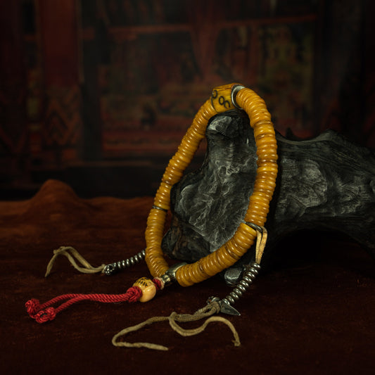Qing Dynasty Antique Jade Mala Bracelet with 108 Beads