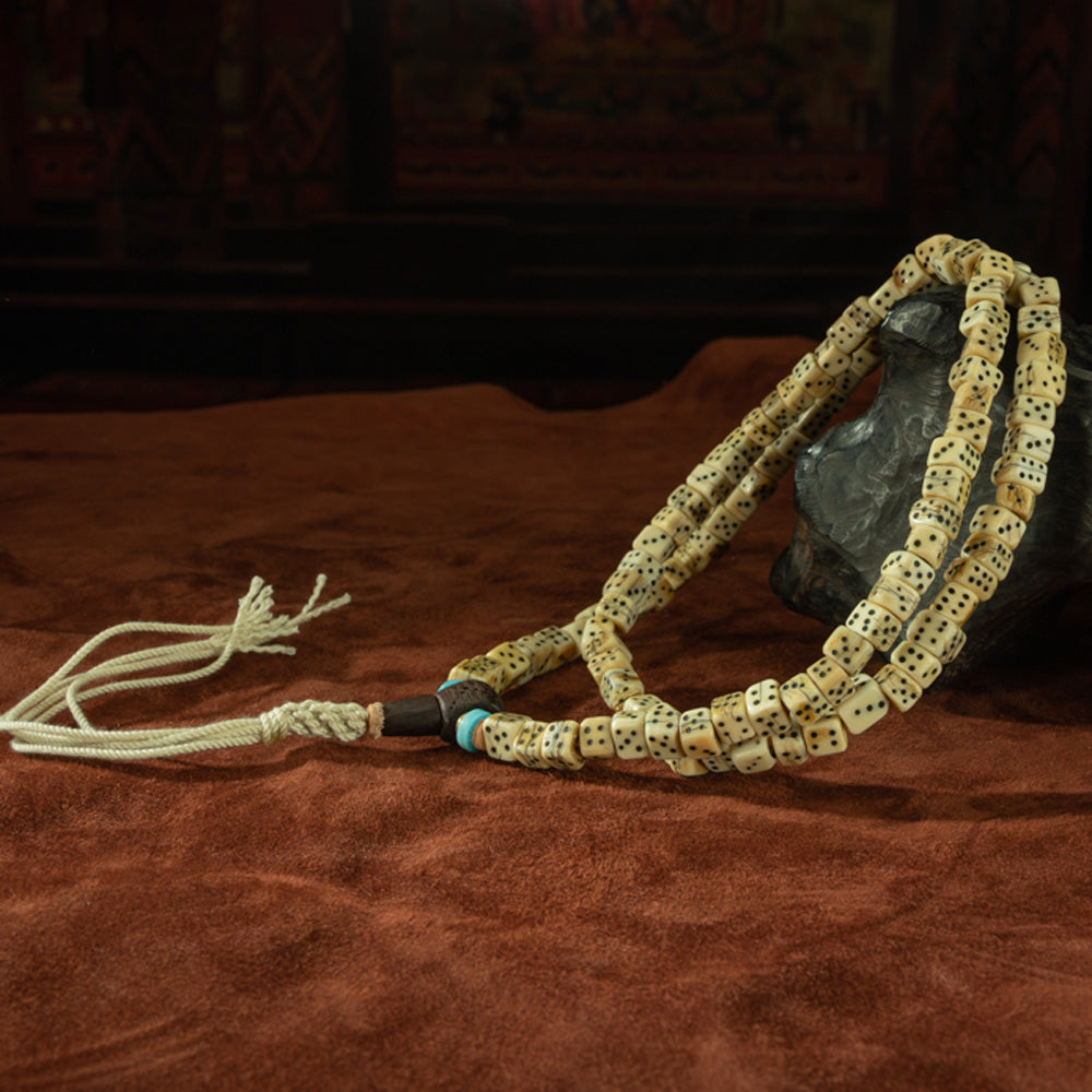 108 Beads Antique Tibetan Jade & Turquoise Bodhi Seed Prayer Bracelet