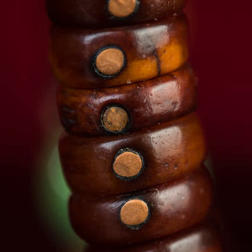 108 Bead Tibetan Old Jade Rosary – High-End Copper Inlay Meditation Bracelet