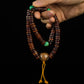 108 Bead Tibetan Old Jade Rosary – High-End Copper Inlay Meditation Bracelet