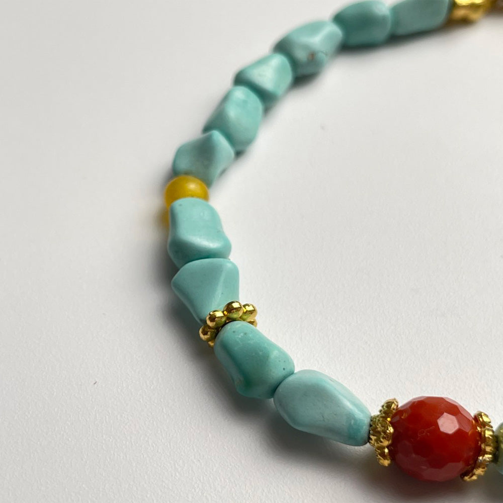 Prosperity & Protection Tibetan Turquoise and Carnelian Bracelet