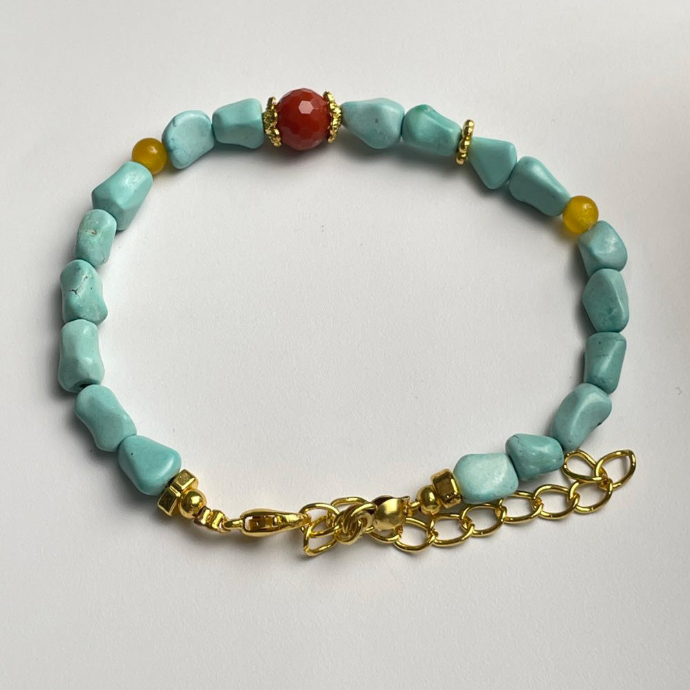 Prosperity & Protection Tibetan Turquoise and Carnelian Bracelet