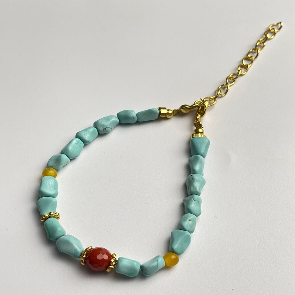 Prosperity & Protection Tibetan Turquoise and Carnelian Bracelet