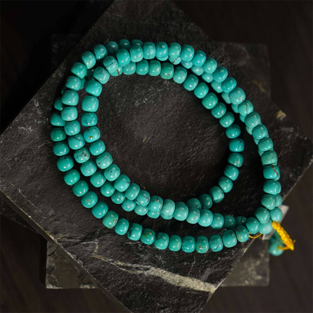 Turquoise Health Mala Necklace 108 Bead Meditation for Wellness