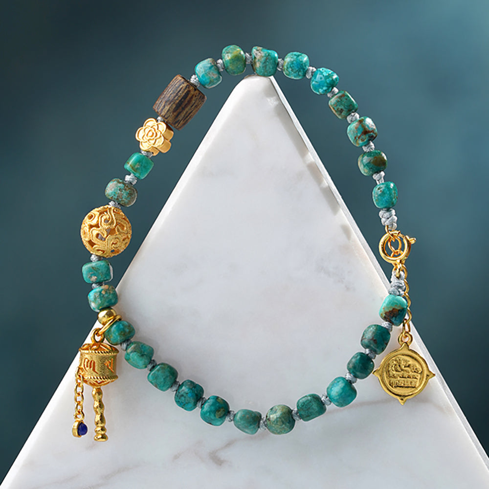 Guardian Turquoise and Silver Blessing Bracelet