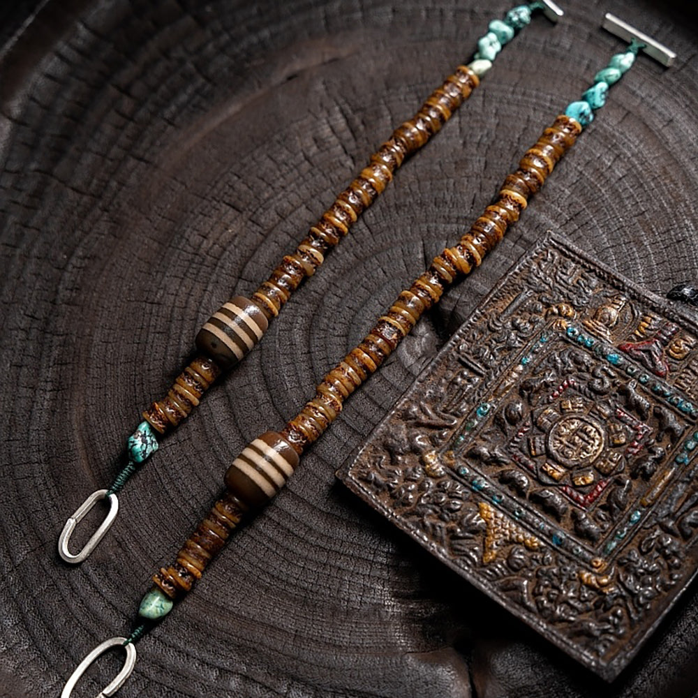 Sacred Protector Turquoise & Yak Bone Stering Silver Bracelet