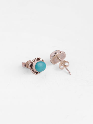 Elegant Turquoise Stud Earrings – Sterling Silver & Raw Turquoise