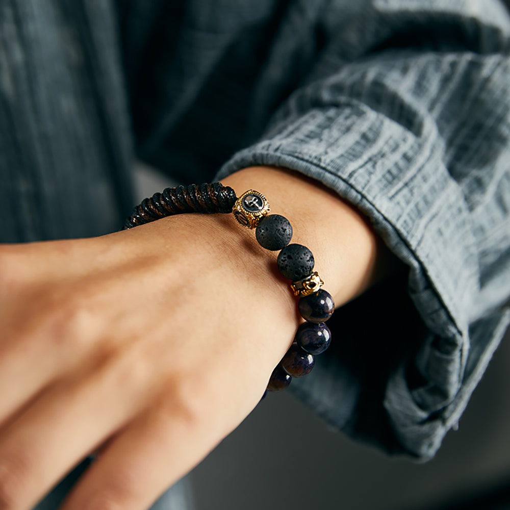 Prosperity Flame Tiger Eye and Silver Bracelet