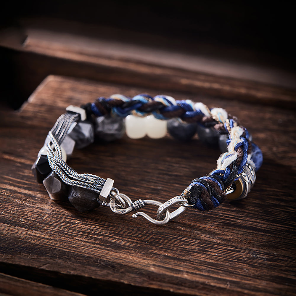 Radiant Harmony Labradorite & Obsidian Luck Bracelet