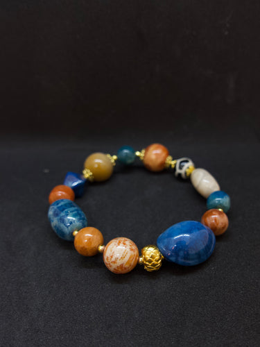 Agatized Coral & Turtle-Back Longevity Bead Protection Bracelet