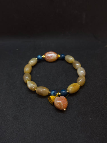 Agatized Coral Silver Healing Heart Bracelet