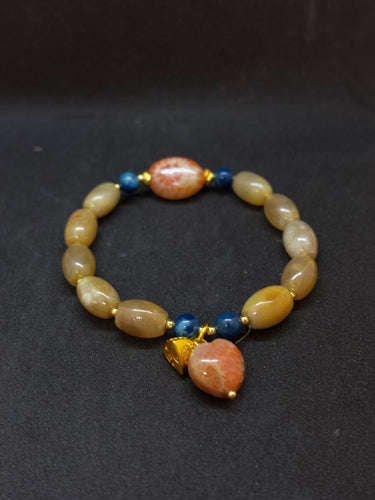 Agatized Coral Silver Healing Heart Bracelet