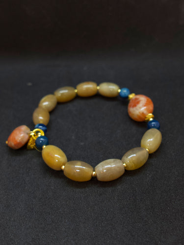 Agatized Coral Silver Healing Heart Bracelet