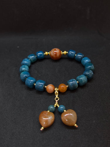 Agatized Coral Heart Charm Protection Bracelet