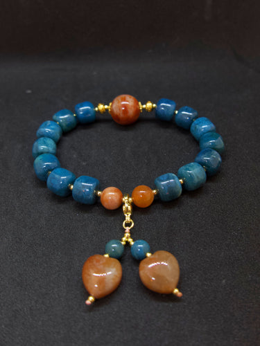 Agatized Coral Heart Charm Protection Bracelet