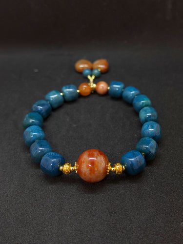 Agatized Coral Heart Charm Protection Bracelet