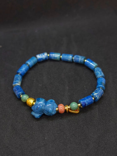 Agatized Coral Elephant Guardian Bracelet