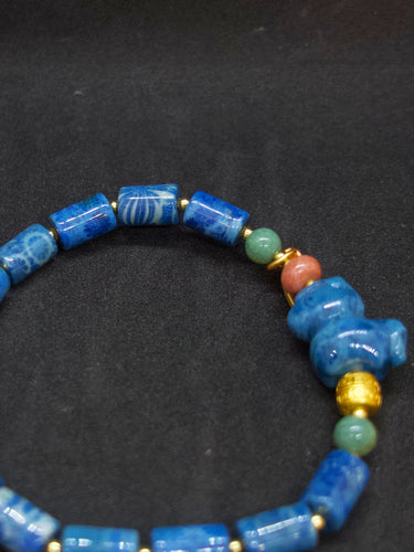 Agatized Coral Elephant Guardian Bracelet