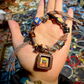 Wealth Zashi Lhamo Goddess Leather Tsha-Tsha Tibetan Traditions Knotted Bracelet Set With Wood beads