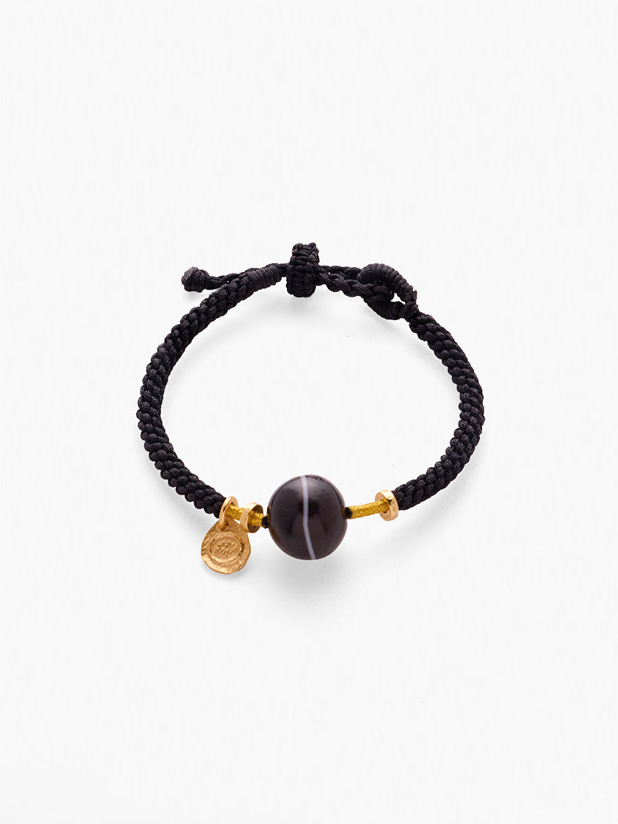 Lucky Energy Dzi Bead Bracelet – Protection, Luck & Spiritual Energy Bracelet with Gold-plated Accents
