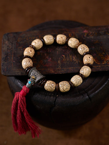 Calming Fortune Star Moon Bodhi Brass Bracelet