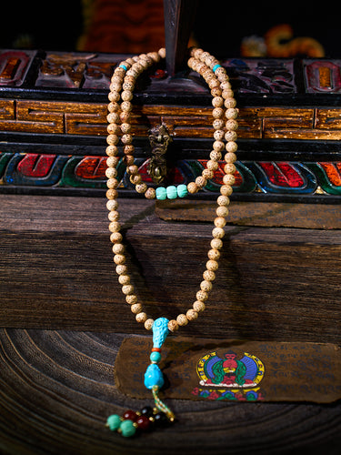 Mindfulness Magnesite Turquoise Star Moon Bodhi Seed Bracelet