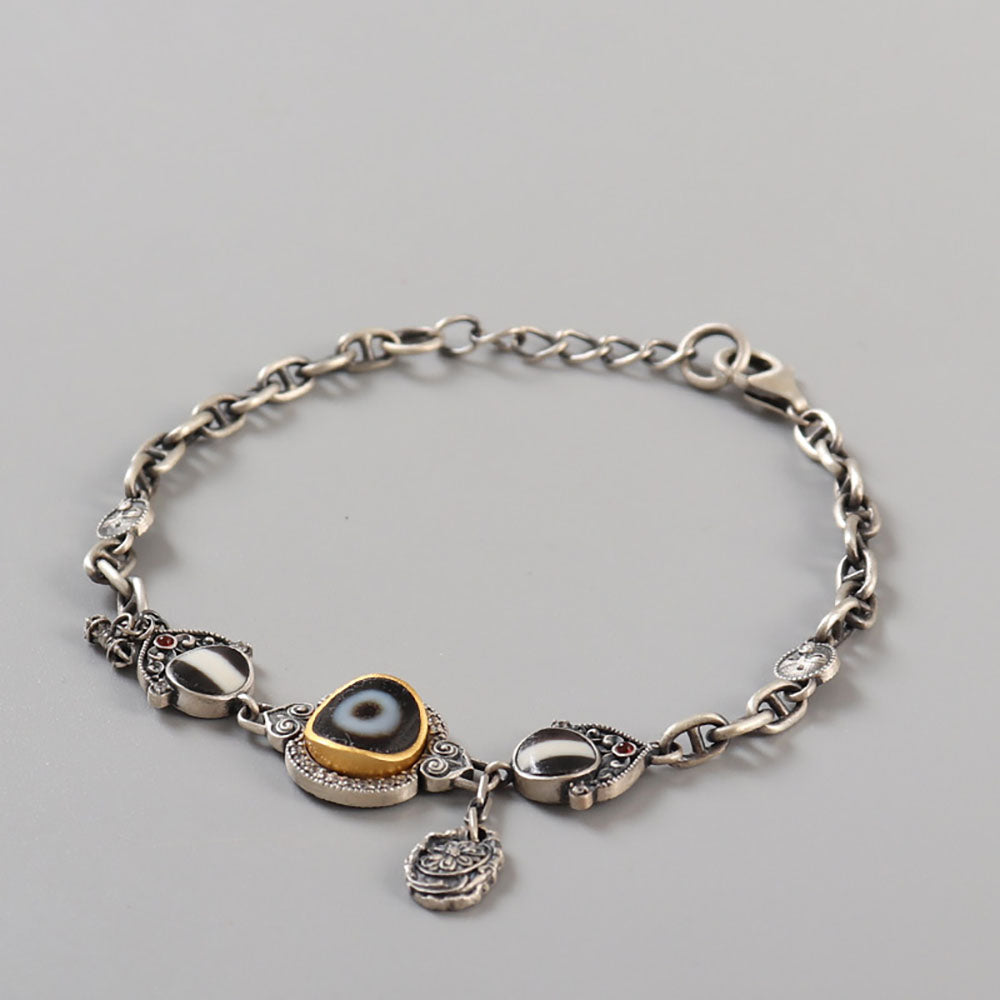 Guardian Eye Protection Agate & 925 Silver Bracelet