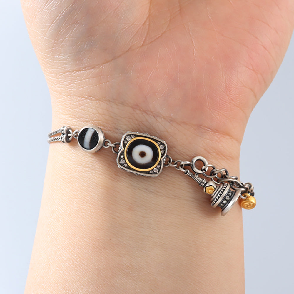 Guardian Eye Protection Agate & 925 Silver Bracelet