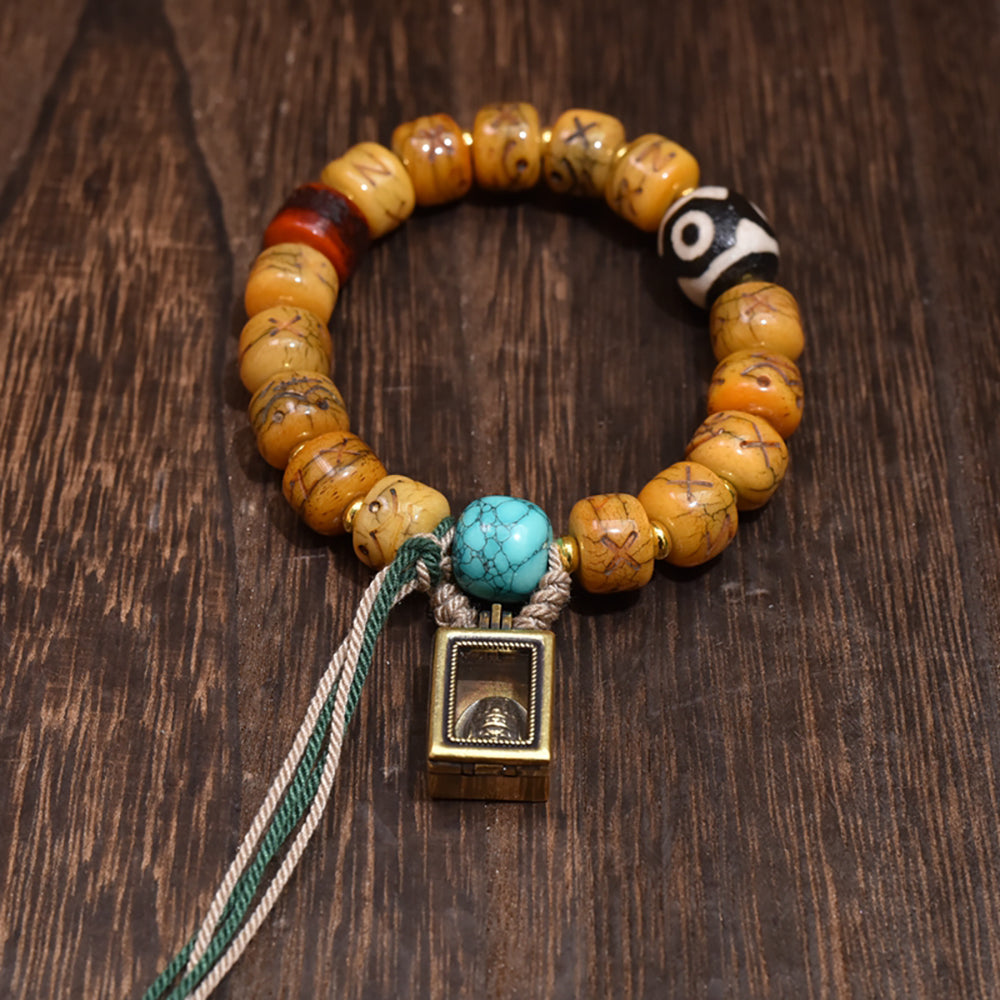 Prosperity Tibetan Dzi Yak Bone Bracelet