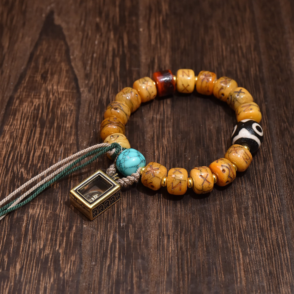 Prosperity Tibetan Dzi Yak Bone Bracelet