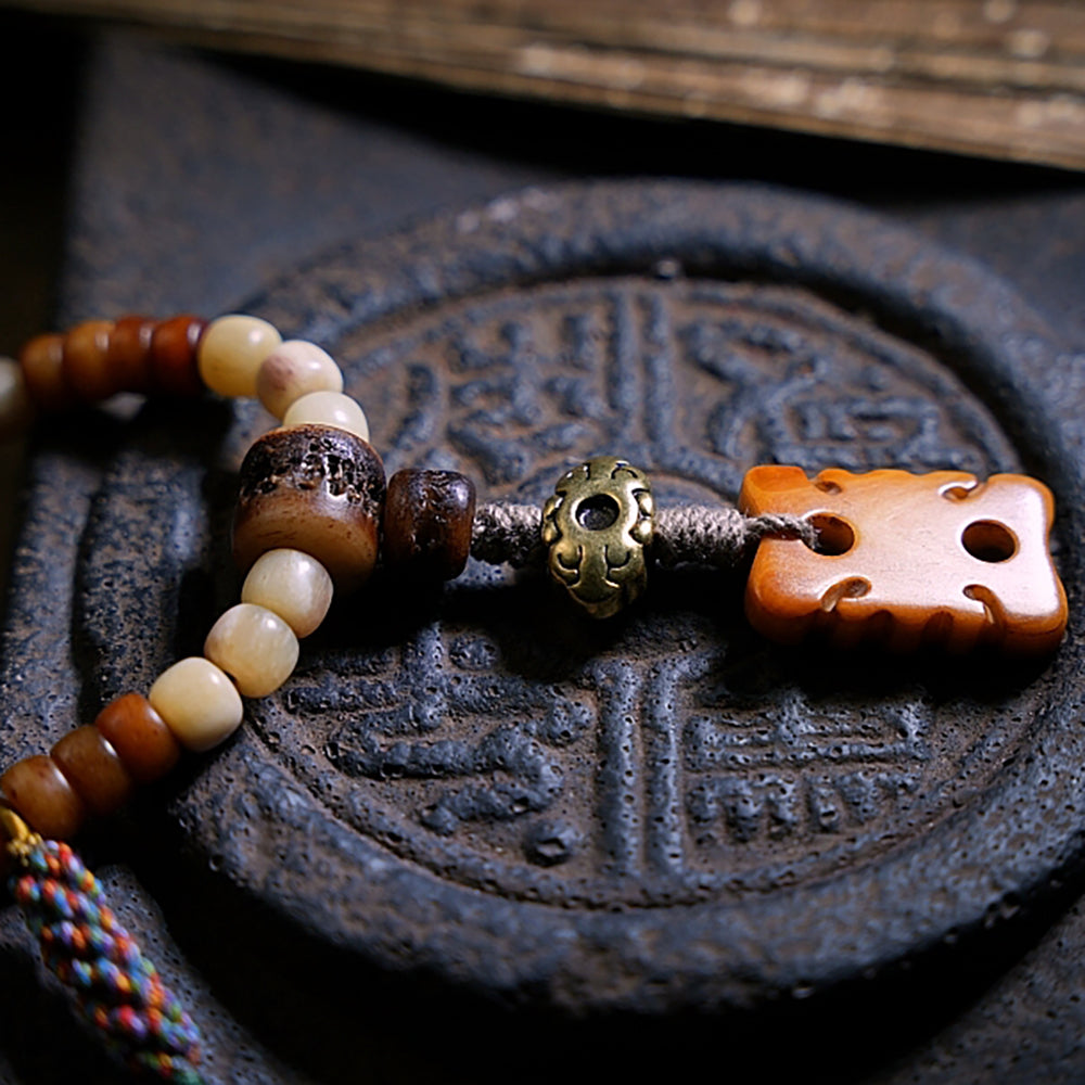 Abundance Yak Bone 108 Mala Beads Necklace