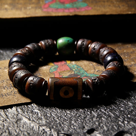 Guardian Agate and Yak Bone Protection Bracelet