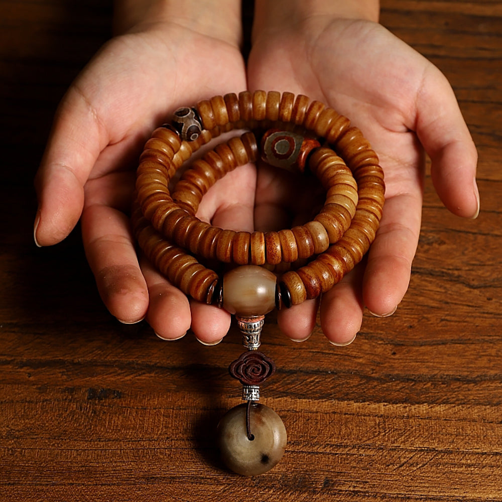 Vitality Yak Bone 108 Mala Beads Necklace