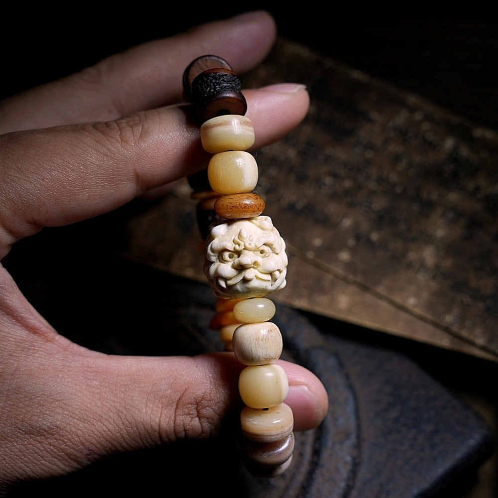 Courageous Spirit Yak Bone & Amber Bracelet by Kailash Energy