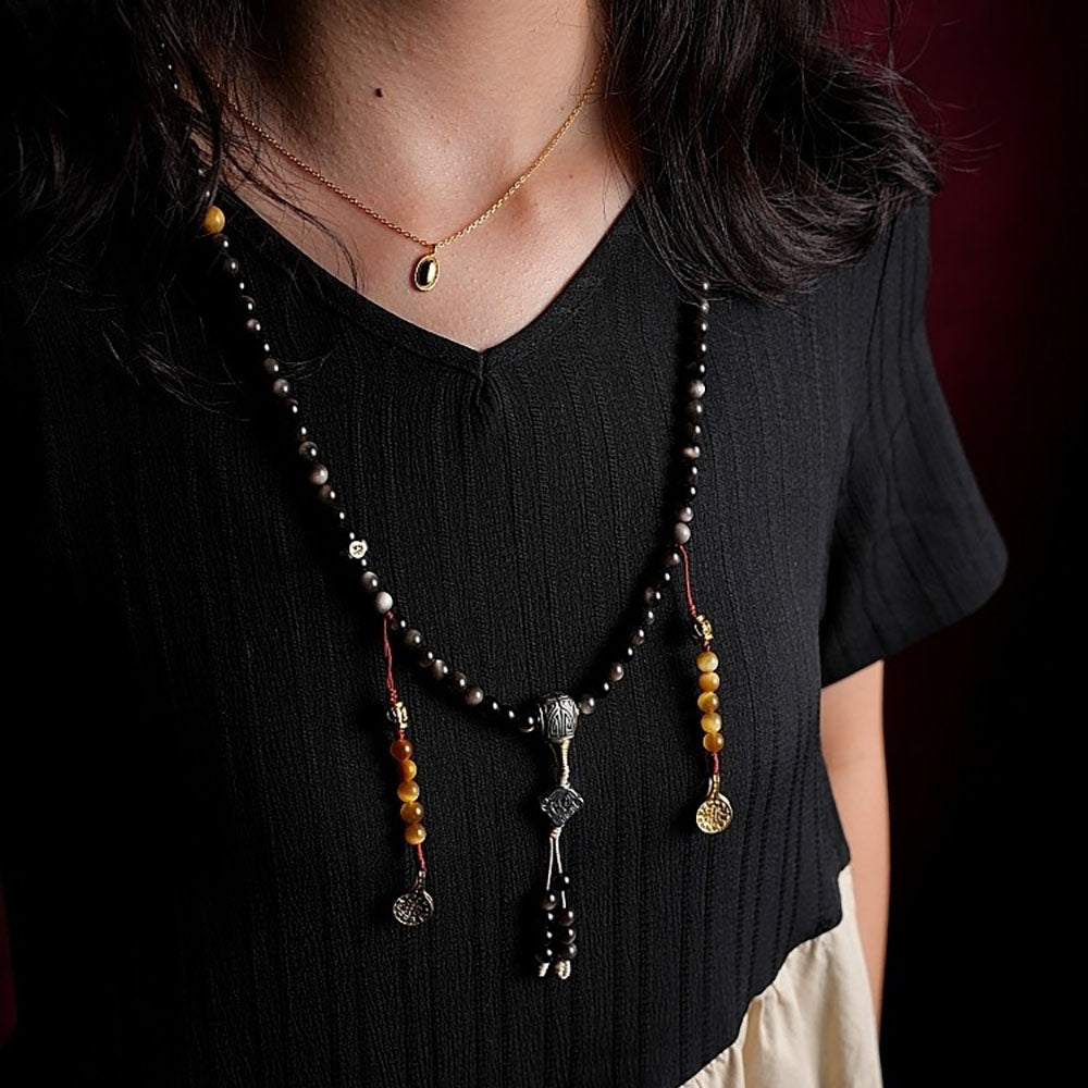 Fortress of Hope Silver Obsidian Necklace