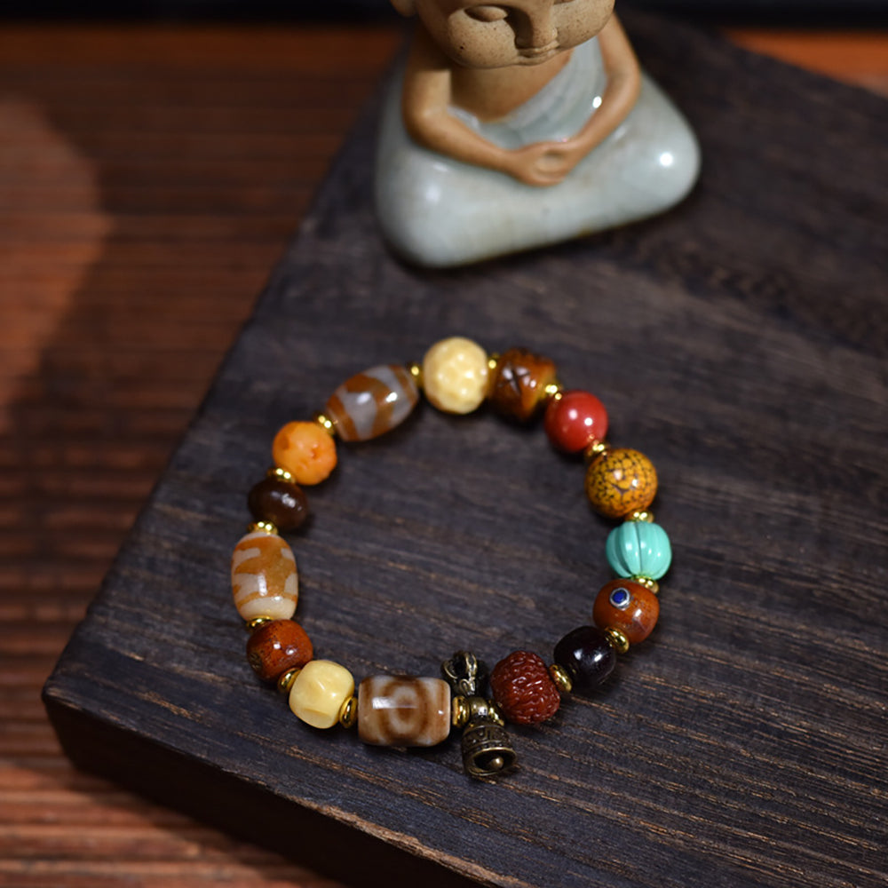 Blessed Harmony Dzi Bead & Bodhi Seed Bracelet