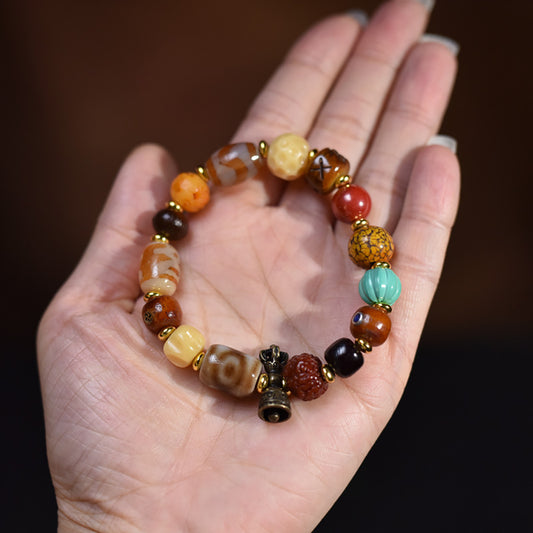 Blessed Harmony Dzi Bead & Bodhi Seed Bracelet