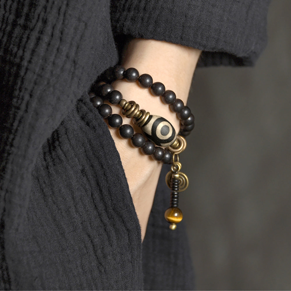 Guardian Energy Dzi Bead & Ebony Protection Bracelet