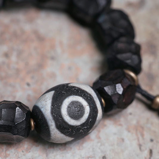 Protective Essence Dzi Ebony Agate Bracelet