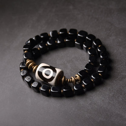 Prosperity Charm Dzi Ebony Bracelet