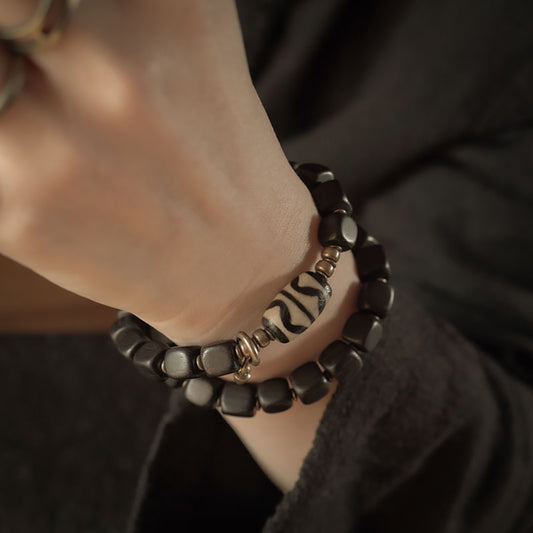 Prosperity Charm Dzi Ebony Bracelet