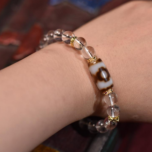 Healing Energy Tibetan Crystal Bracelet with Tibetan Dzi Beads